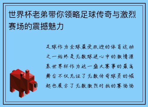 世界杯老弟带你领略足球传奇与激烈赛场的震撼魅力 世界杯老弟带你领略足球传奇与激烈赛场的震撼魅力